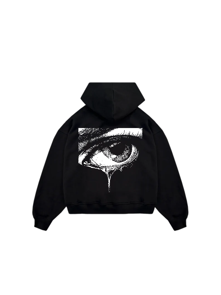 The Eyes Don't Lie Oversized Heavy Black Hoodie