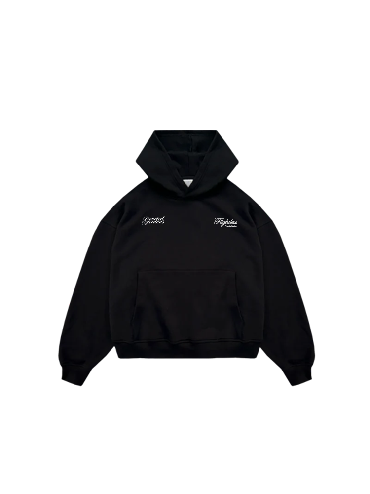 Coveted Gardens Oversized Heavy Black Hoodie