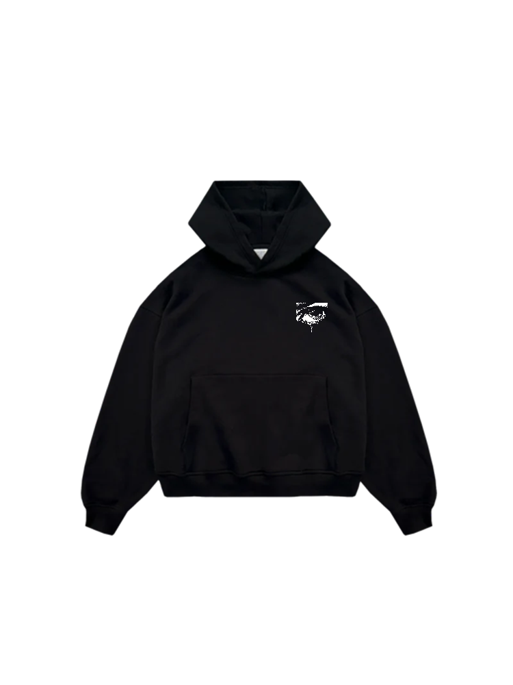The Eyes Don't Lie Oversized Heavy Black Hoodie