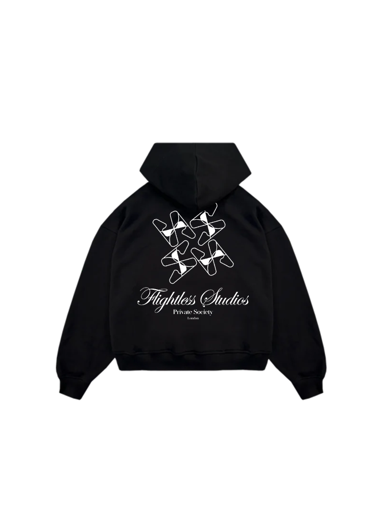 Flightless Studios All Around Oversized Heavy Black Hoodie