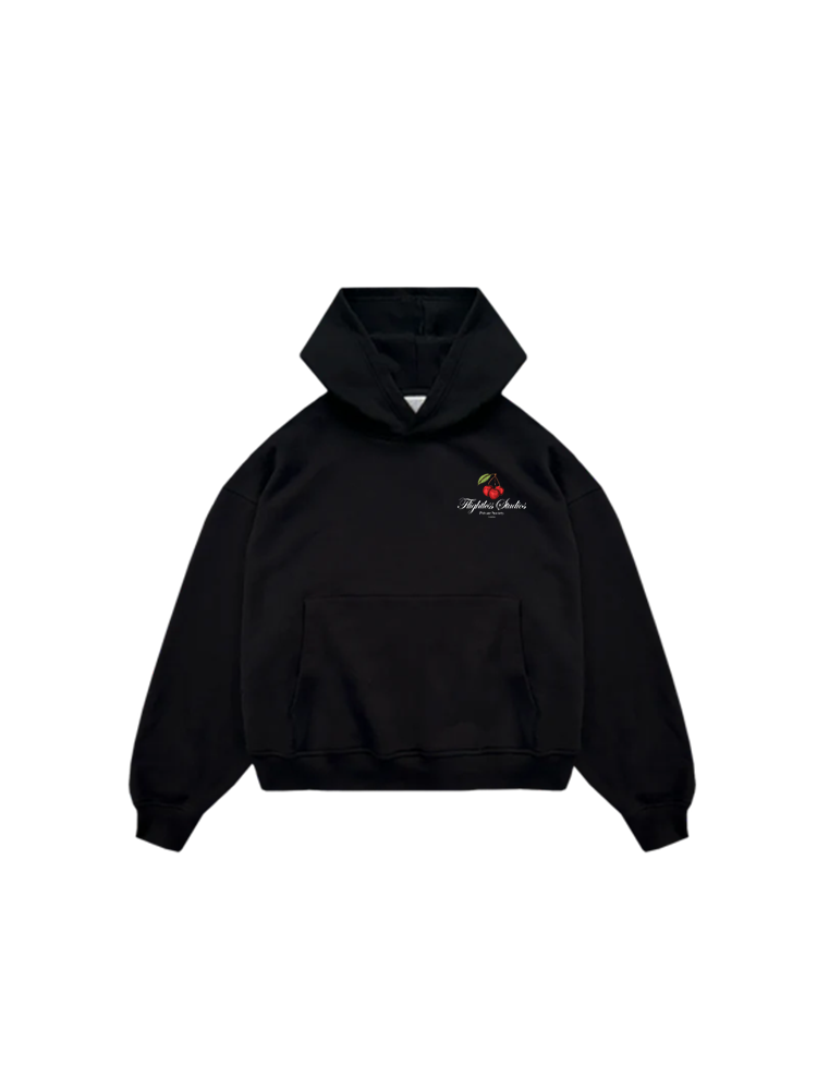 Flightless Studios Cherry Oversized Heavy Black Hoodie