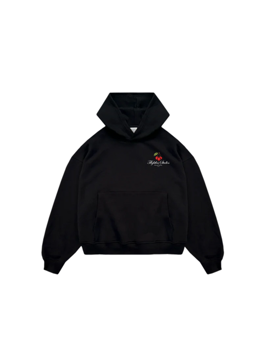 Flightless Studios Cherry Oversized Heavy Black Hoodie