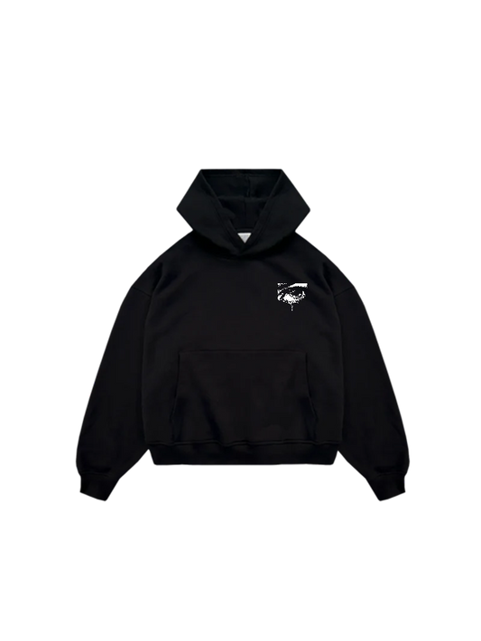 The Eyes Don't Lie Oversized Heavy Black Hoodie